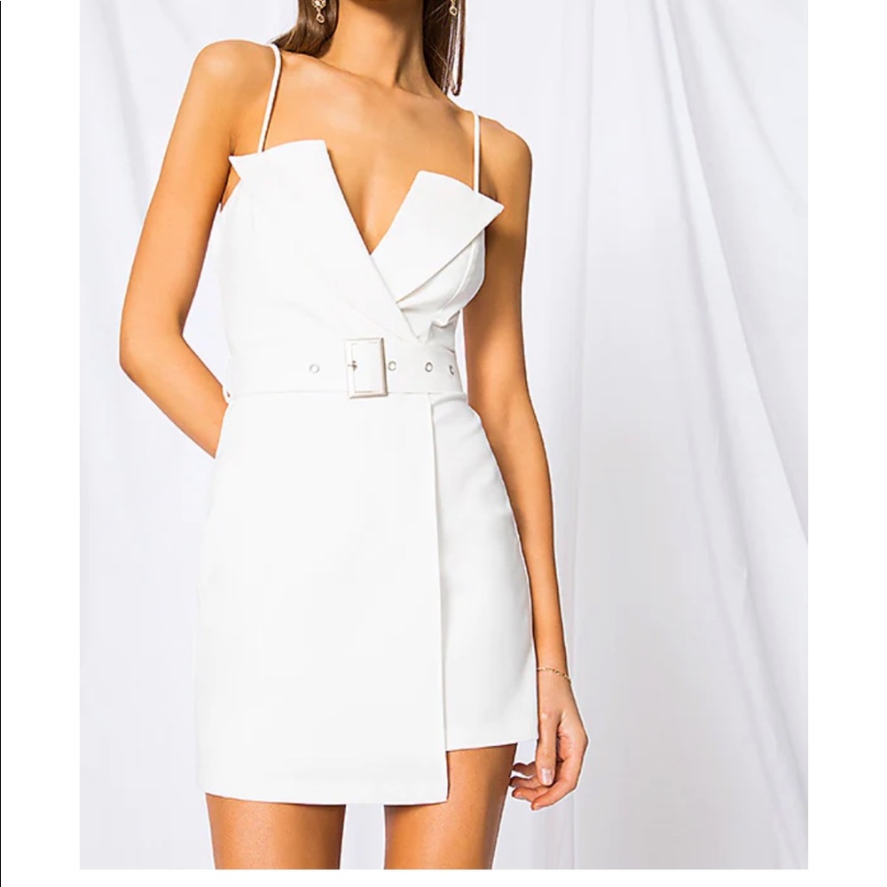Superdown Kasey Belted Blazer Dress in White